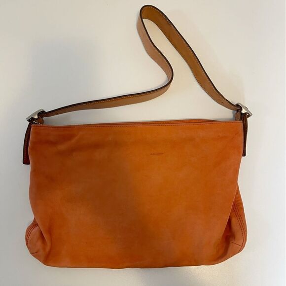 Coach Suede Orange Shoulder Bag - Picture 1 of 8